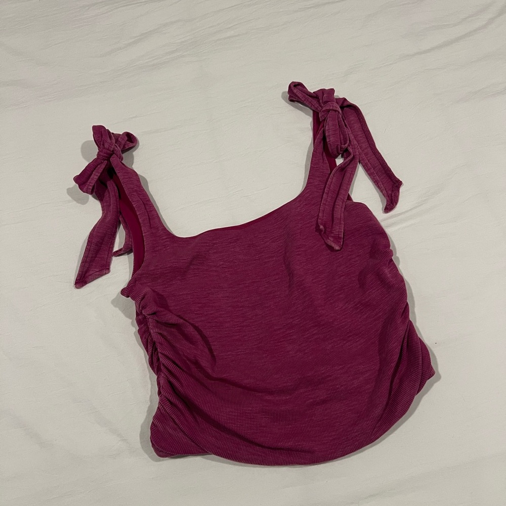 Free People Women's Sleeveless Top with Tie Straps - Purple